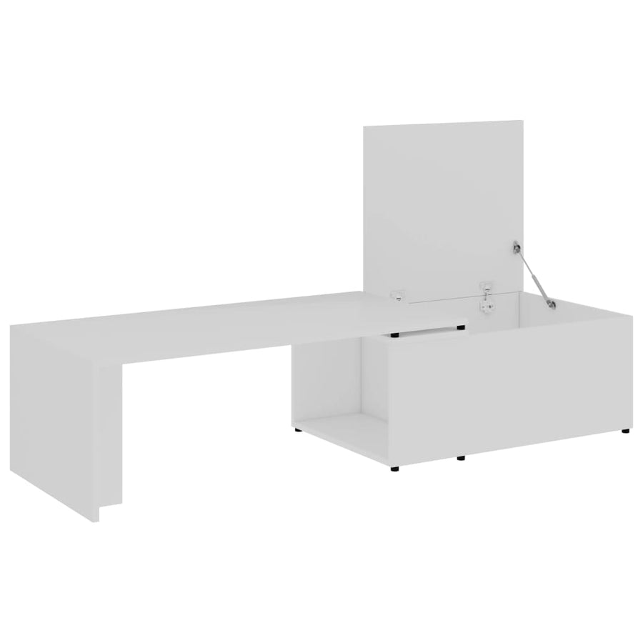 Salontafel 150x50x35 cm bewerkt hout wit Wit