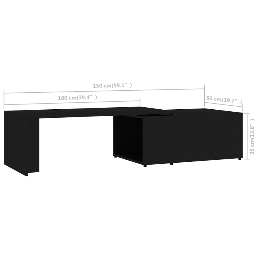 Salontafel 150x50x35 cm bewerkt hout zwart Zwart