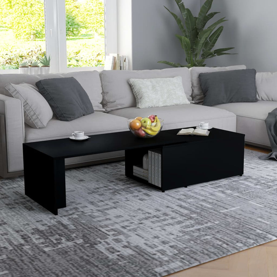 Salontafel 150x50x35 cm bewerkt hout zwart Zwart