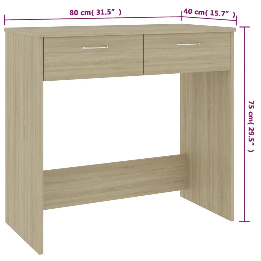 Bureau 80X40X75 Cm Bewerkt Hout Kleurig Sonoma eiken