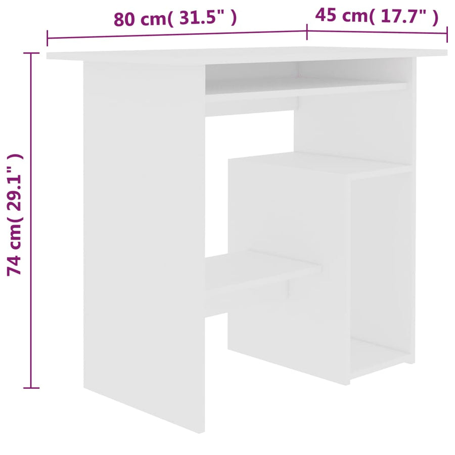 Bureau 80x45x74 cm spaanplaat wit Wit
