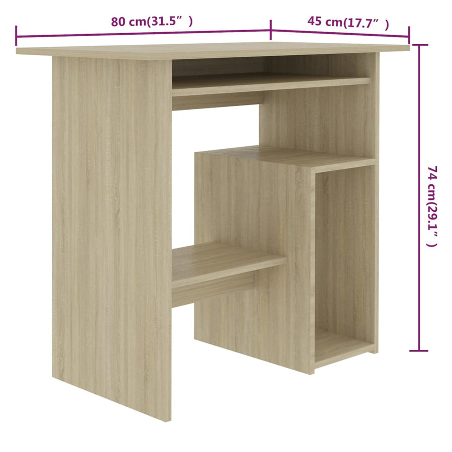 Bureau 80x45x74 cm spaanplaat sonoma eikenkleurig Sonoma eiken