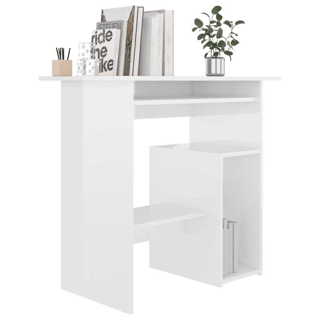 Bureau 80x45x74 cm spaanplaat hoogglans wit Hoogglans wit