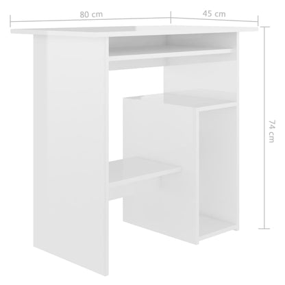 Bureau 80x45x74 cm spaanplaat hoogglans wit Hoogglans wit