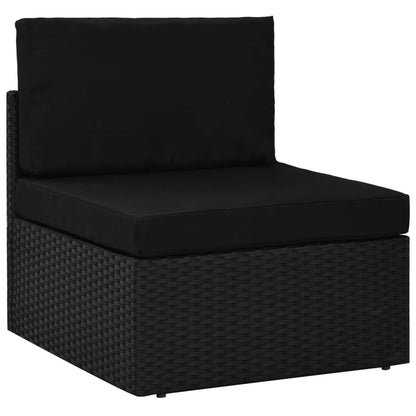 Middenbank sectioneel poly rattan zwart