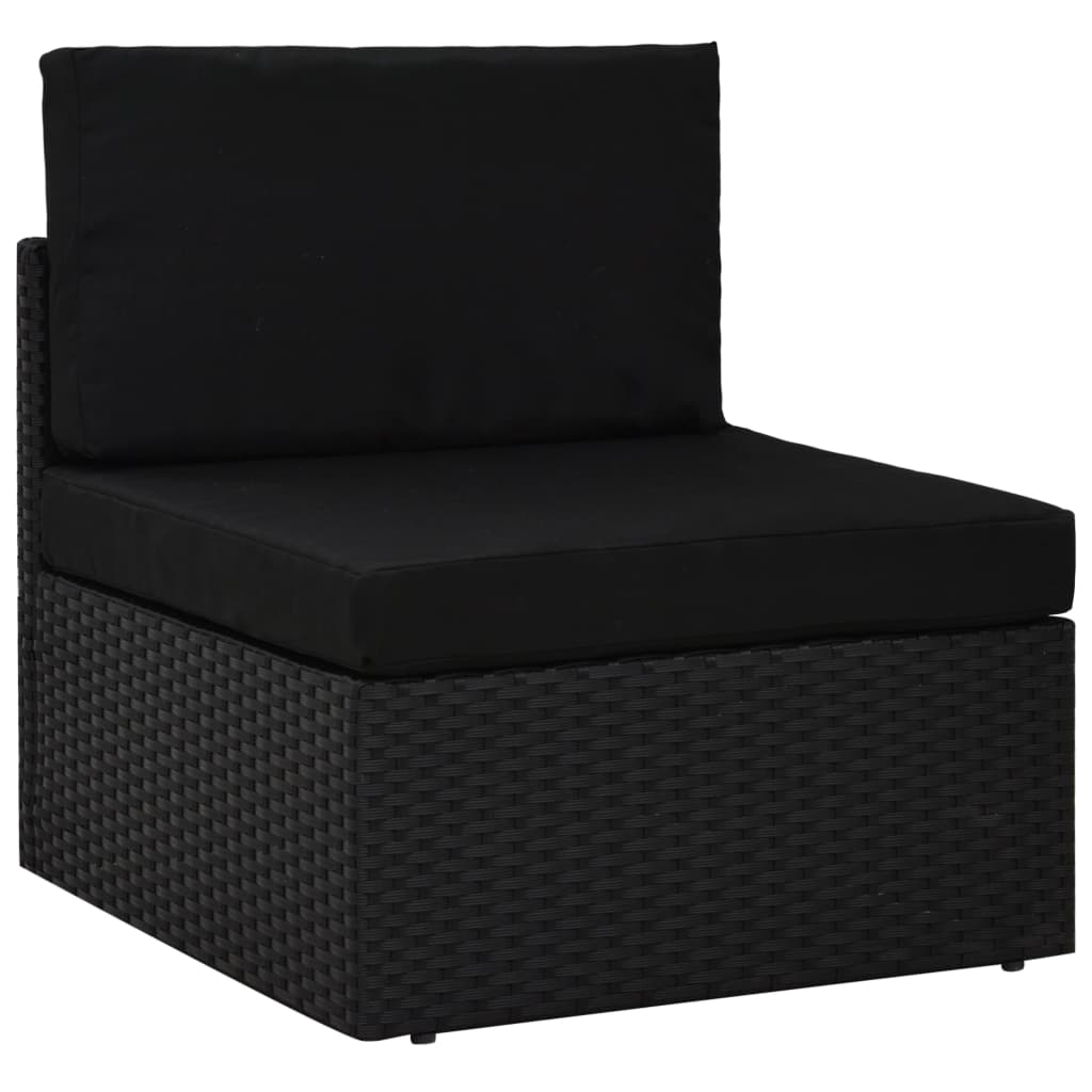 Middenbank sectioneel poly rattan zwart