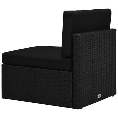 Middenbank sectioneel poly rattan zwart