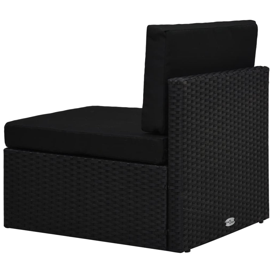 Middenbank sectioneel poly rattan zwart