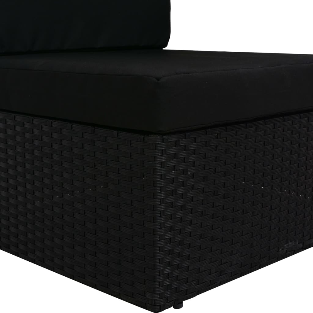 Middenbank sectioneel poly rattan zwart