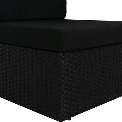 Middenbank sectioneel poly rattan zwart