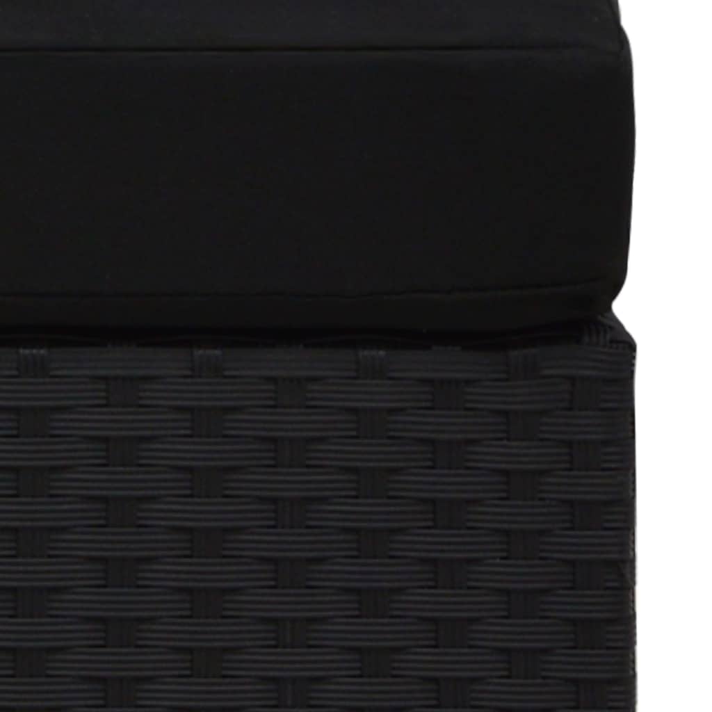 Middenbank sectioneel poly rattan zwart