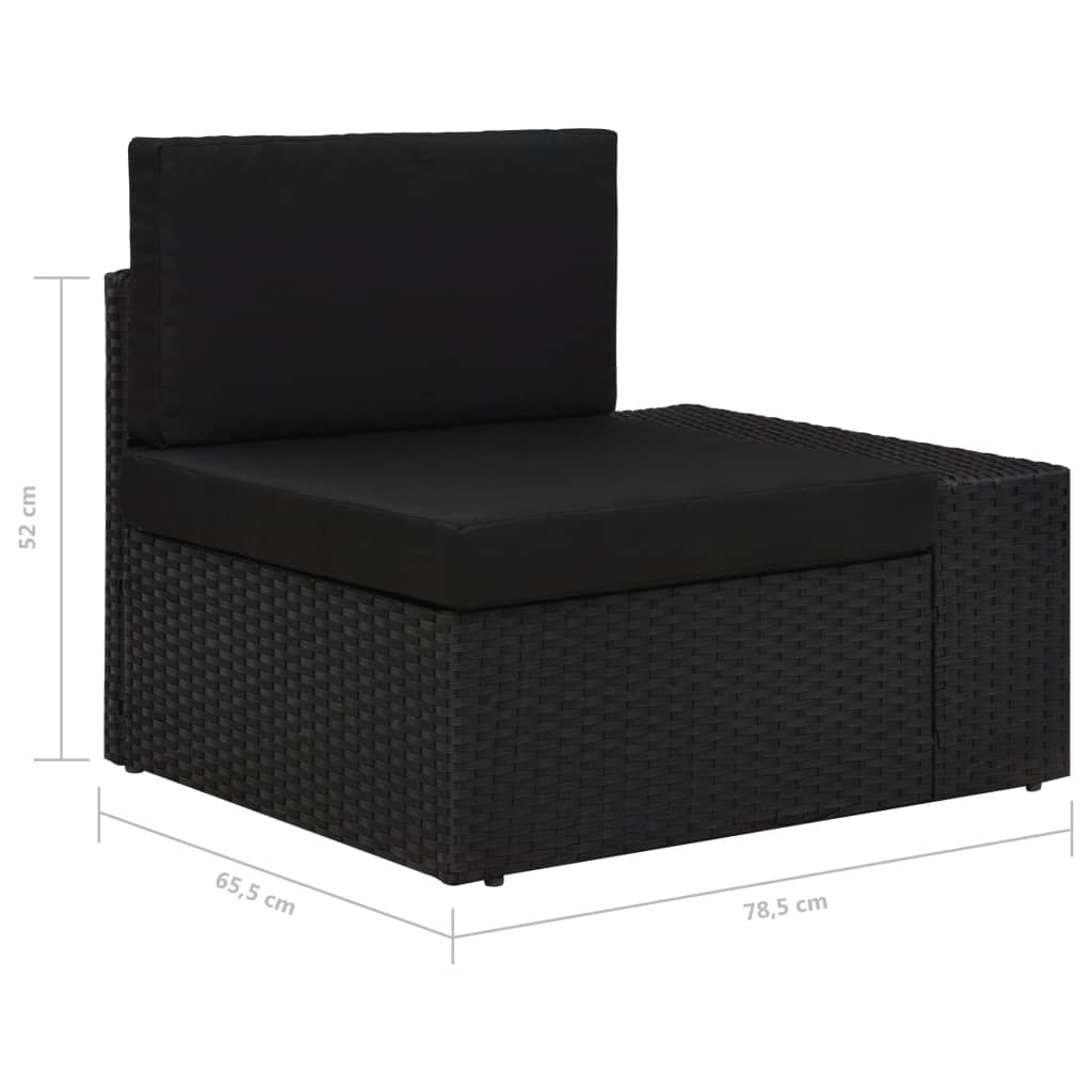 Hoekbank Met Linkerarmleuning Sectioneel Poly Rattan Zwart Hoekbank (linkerarmleuning)