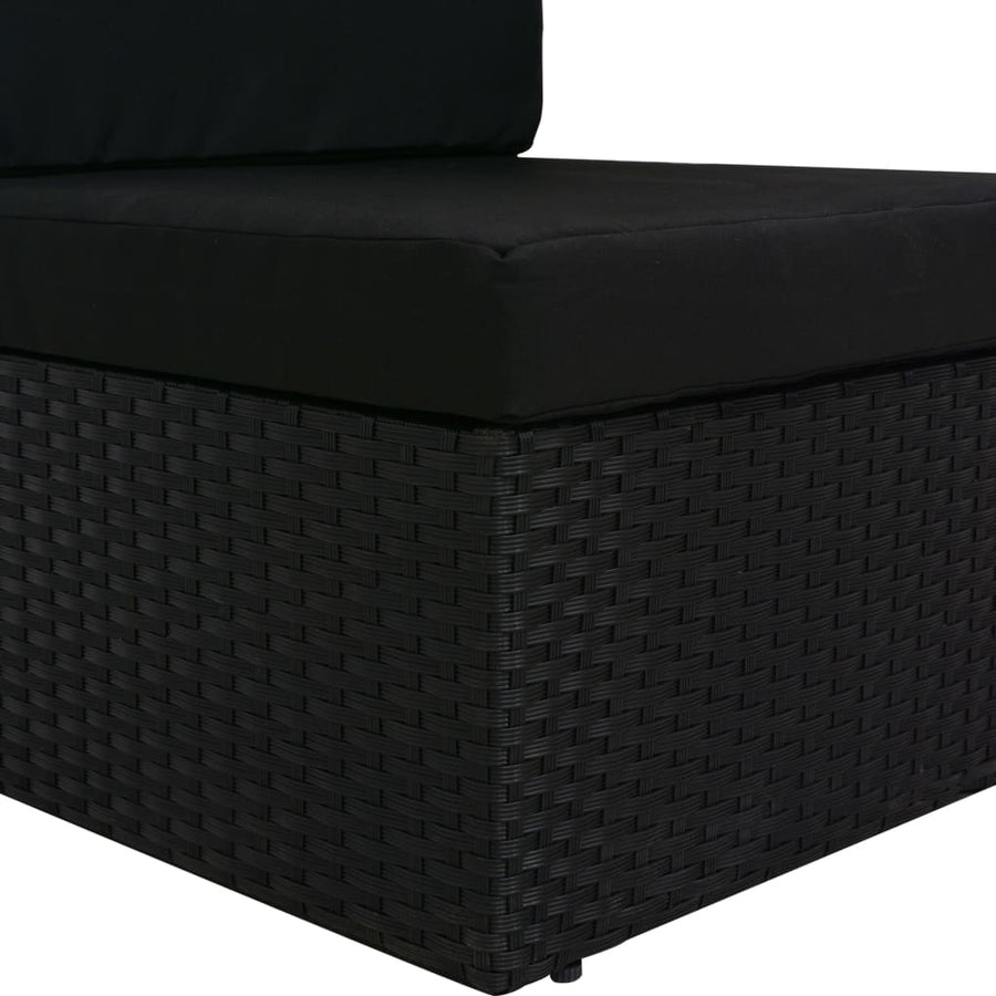 Hoekbank met rechterarmleuning sectioneel poly rattan zwart