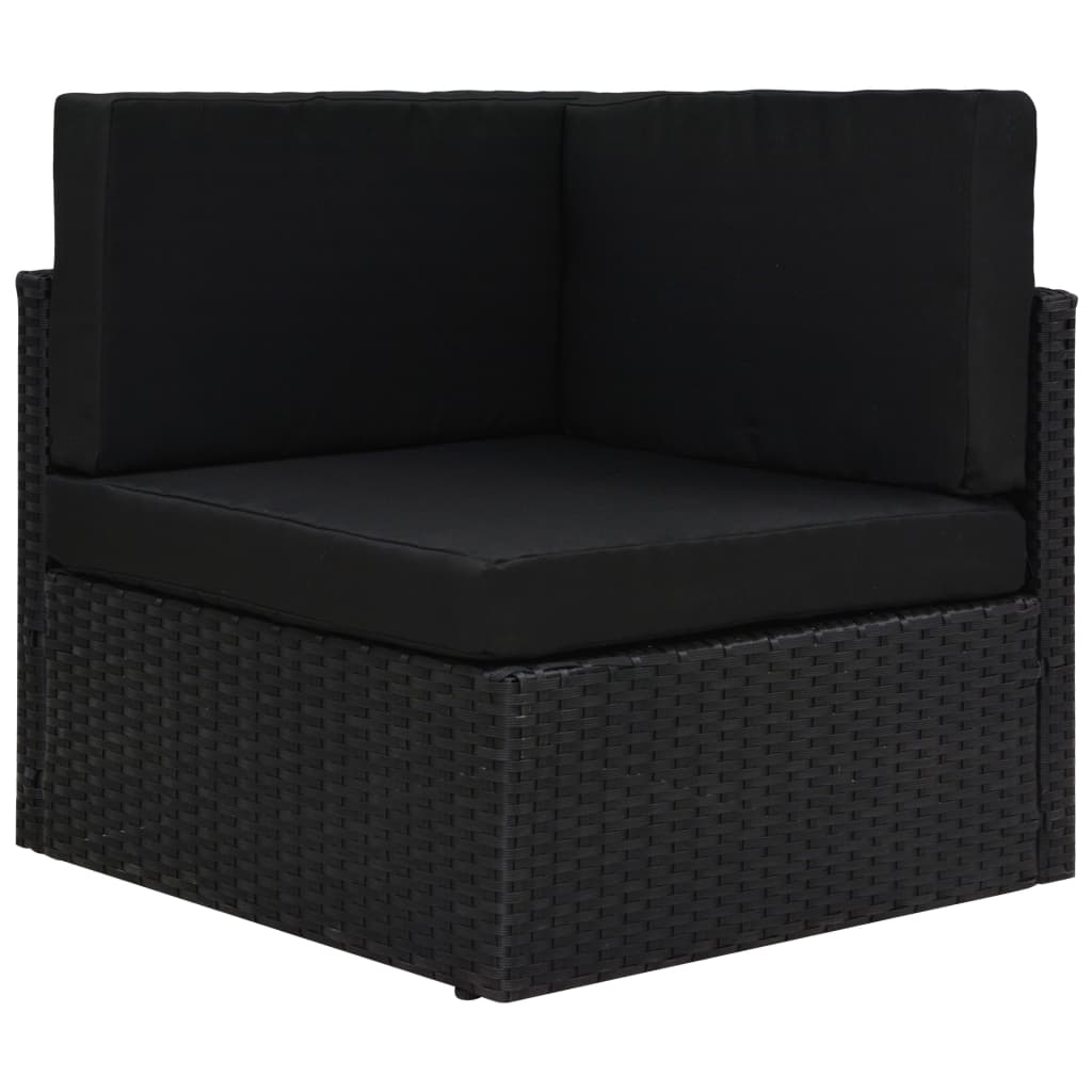 Hoekbank sectioneel poly rattan zwart