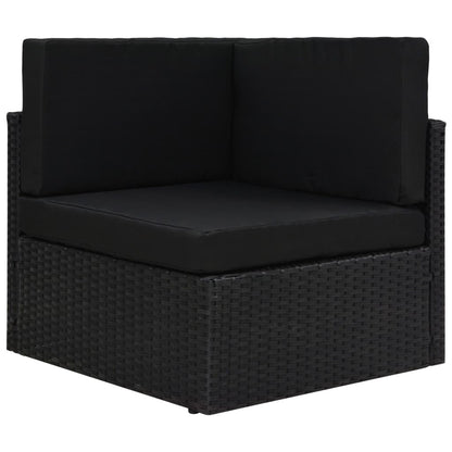 Hoekbank sectioneel poly rattan zwart