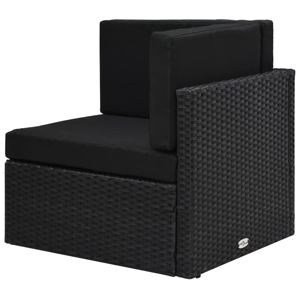 Hoekbank sectioneel poly rattan zwart