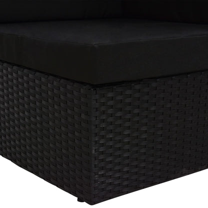 Hoekbank sectioneel poly rattan zwart