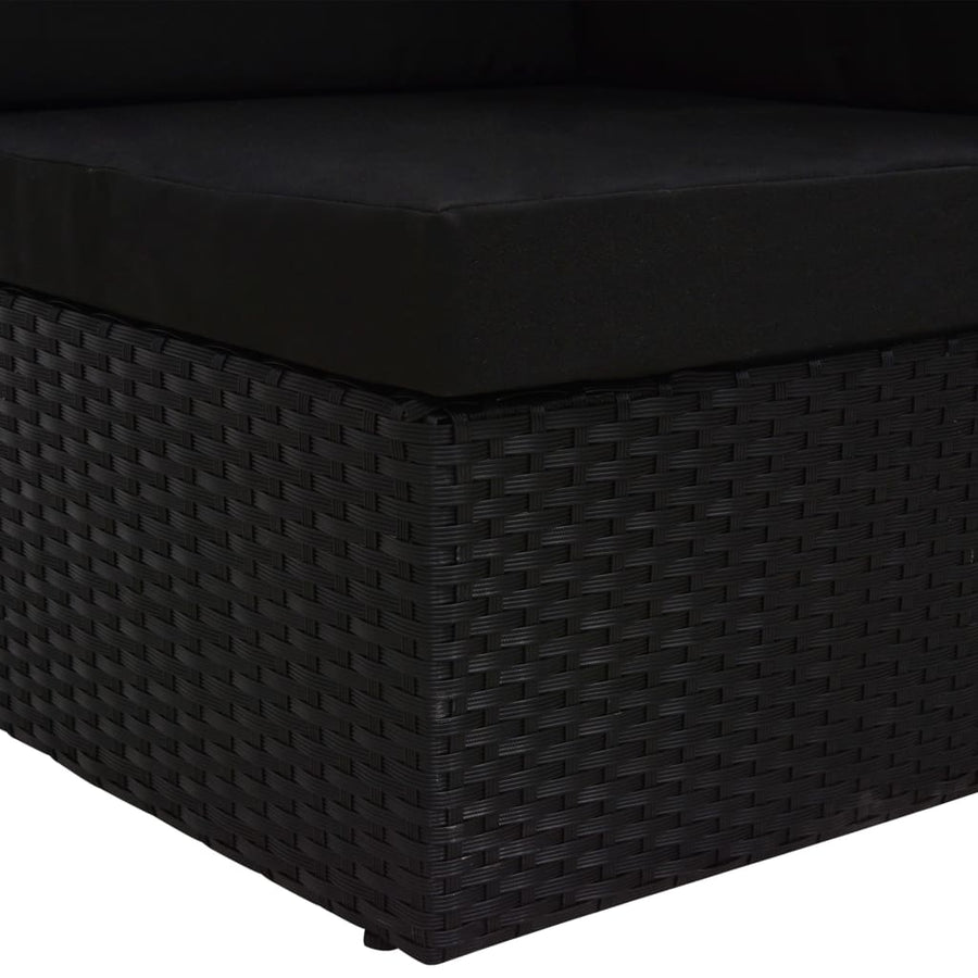 Hoekbank sectioneel poly rattan zwart