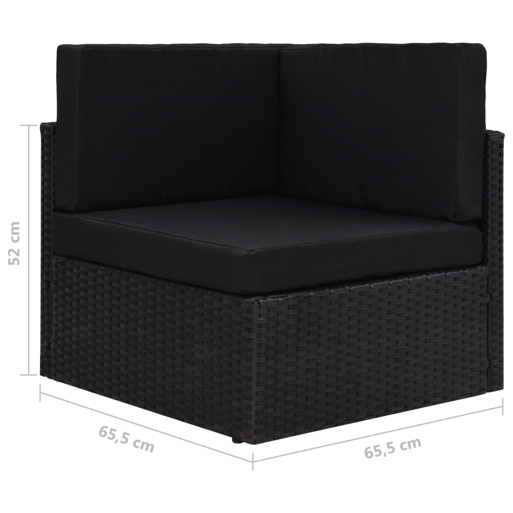 Hoekbank sectioneel poly rattan zwart