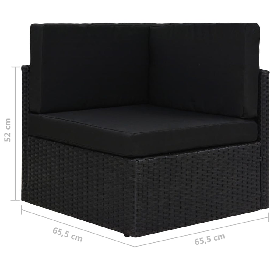 Hoekbank sectioneel poly rattan zwart