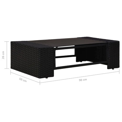2-Delige Loungeset Poly Rattan Zwart Middenbank + salontafel