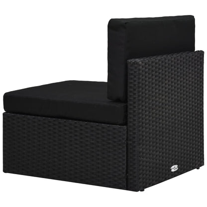 2-Delige Loungeset Poly Rattan Zwart Middenbank + salontafel
