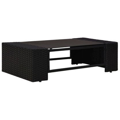 2-Delige Loungeset Poly Rattan Zwart Middenbank + salontafel