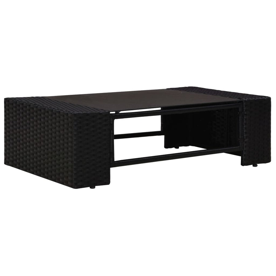 2-Delige Loungeset Poly Rattan Zwart Middenbank + salontafel