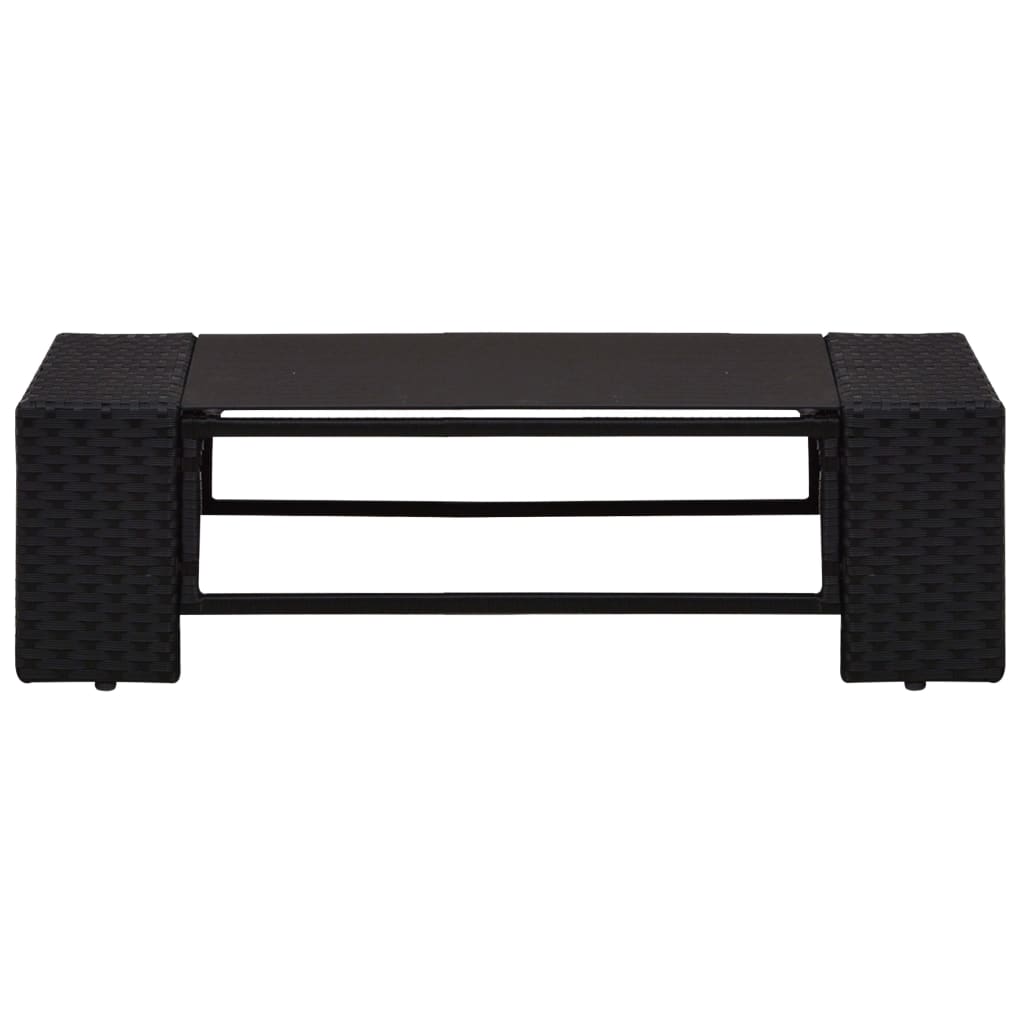 2-Delige Loungeset Poly Rattan Zwart Middenbank + salontafel