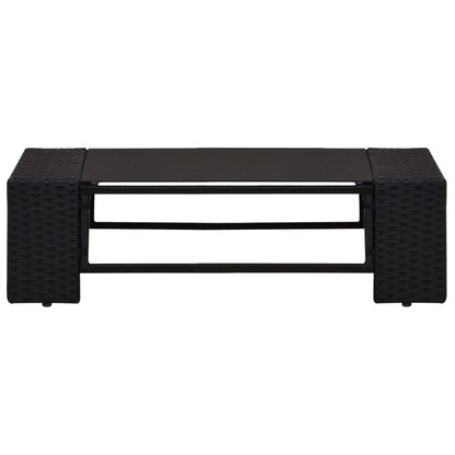 2-Delige Loungeset Poly Rattan Zwart Middenbank + salontafel