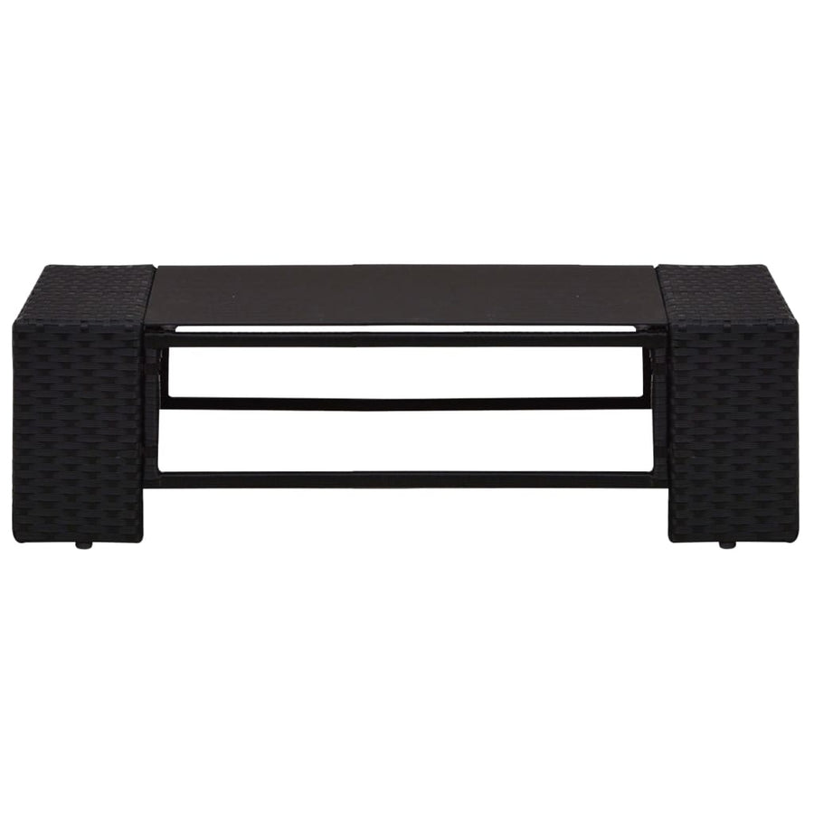 2-Delige Loungeset Poly Rattan Zwart Middenbank + salontafel
