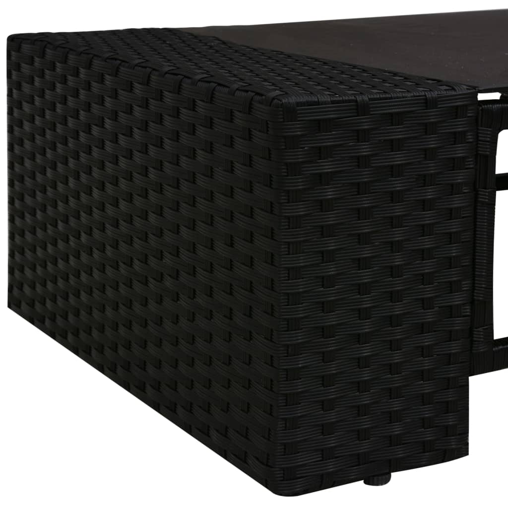 2-Delige Loungeset Poly Rattan Zwart Middenbank + salontafel
