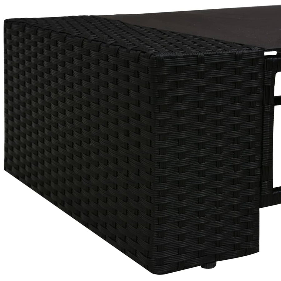2-Delige Loungeset Poly Rattan Zwart Middenbank + salontafel