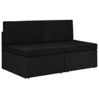 Two-seater sectional poly rattan black