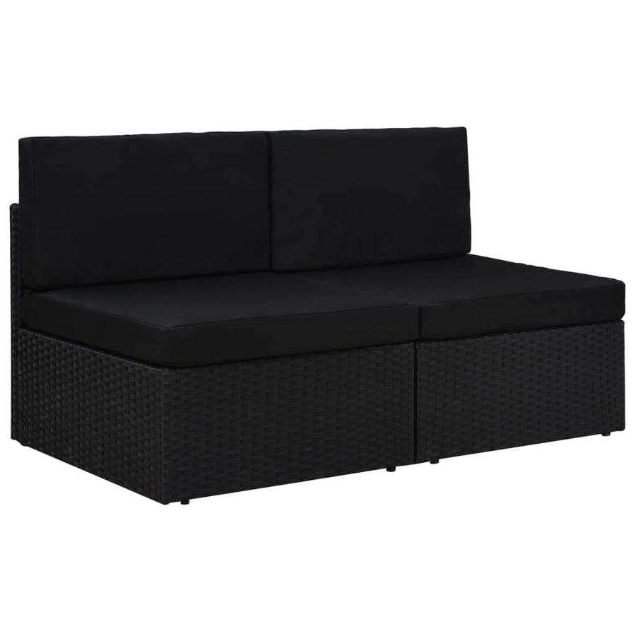 Tweezitsbank Sectioneel Poly Rattan Zwart 2 x middenbanken