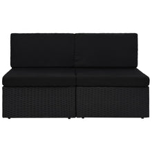 Tweezitsbank Sectioneel Poly Rattan Zwart 2 x middenbanken
