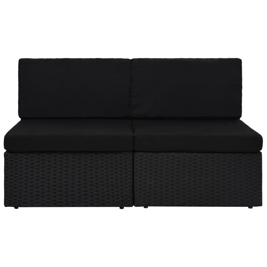 Tweezitsbank Sectioneel Poly Rattan Zwart 2 x middenbanken