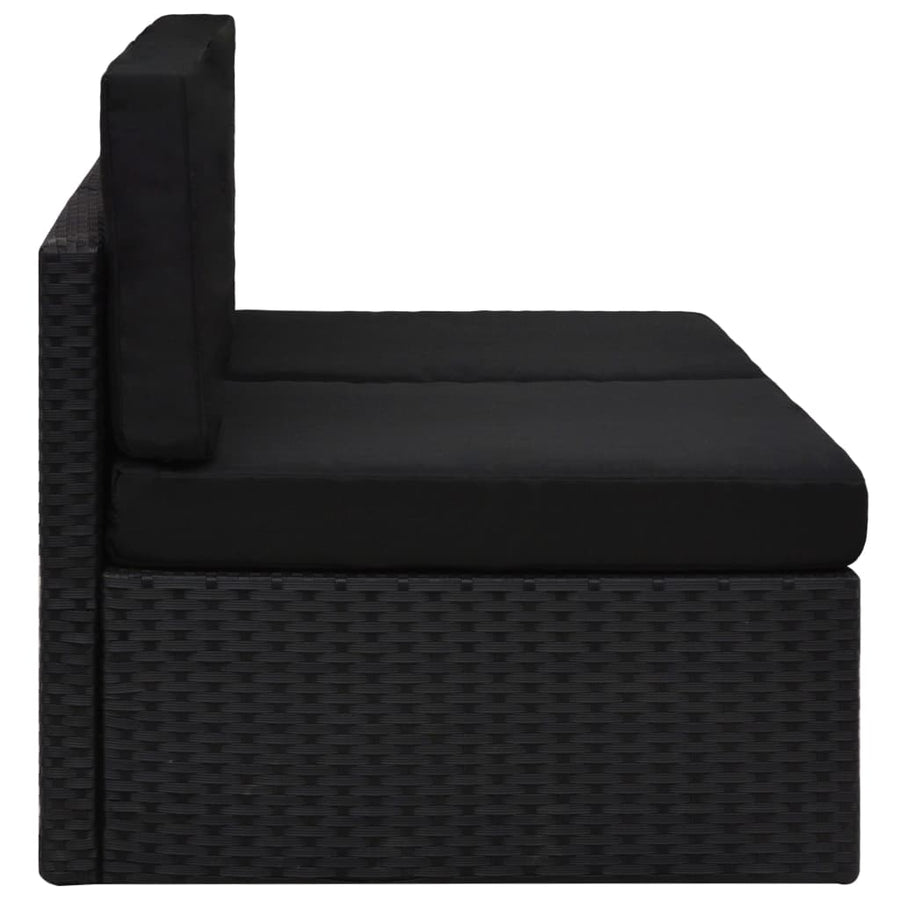 Tweezitsbank Sectioneel Poly Rattan Zwart 2 x middenbanken