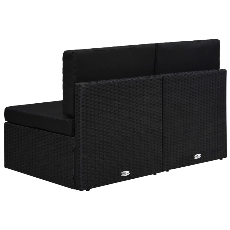 Tweezitsbank Sectioneel Poly Rattan Zwart 2 x middenbanken