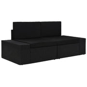 Two-seater sectional poly rattan black