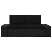 Tweezitsbank Sectioneel Poly Rattan Zwart Hoekbank (linkerarmleuning) + hoekbank (rechterarmleuning)