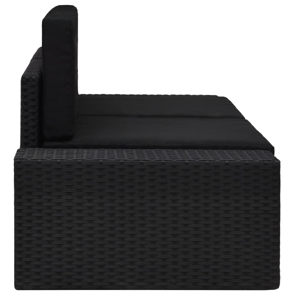 Tweezitsbank Sectioneel Poly Rattan Zwart Hoekbank (linkerarmleuning) + hoekbank (rechterarmleuning)