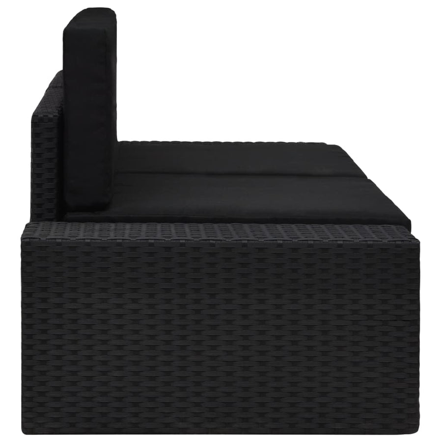 Tweezitsbank Sectioneel Poly Rattan Zwart Hoekbank (linkerarmleuning) + hoekbank (rechterarmleuning)