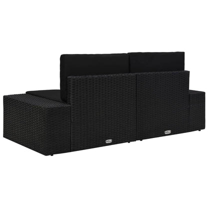 Tweezitsbank Sectioneel Poly Rattan Zwart Hoekbank (linkerarmleuning) + hoekbank (rechterarmleuning)