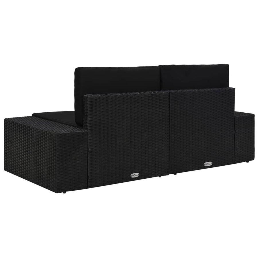 Tweezitsbank Sectioneel Poly Rattan Zwart Hoekbank (linkerarmleuning) + hoekbank (rechterarmleuning)