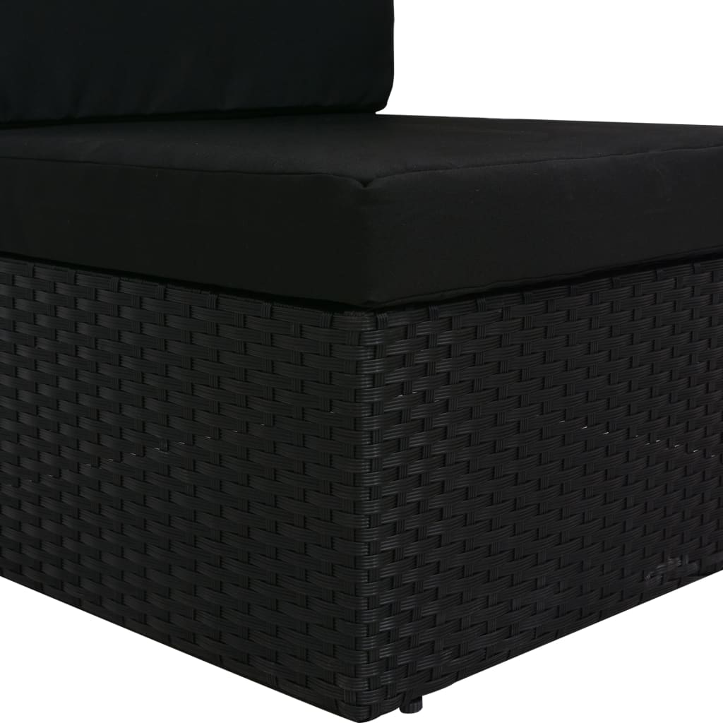 Tweezitsbank Sectioneel Poly Rattan Zwart Hoekbank (linkerarmleuning) + hoekbank (rechterarmleuning)