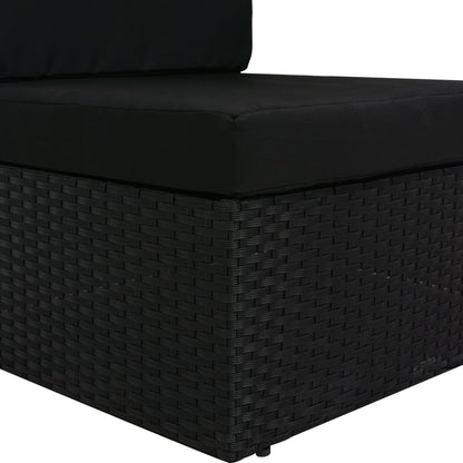 Tweezitsbank Sectioneel Poly Rattan Zwart Hoekbank (linkerarmleuning) + hoekbank (rechterarmleuning)