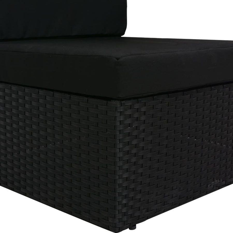 Tweezitsbank Sectioneel Poly Rattan Zwart Hoekbank (linkerarmleuning) + hoekbank (rechterarmleuning)
