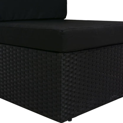 3-Delige Loungeset Poly Rattan Zwart Hoekbank (linkerarmleuning) + hoekbank (rechterarmleuning) + salontafel