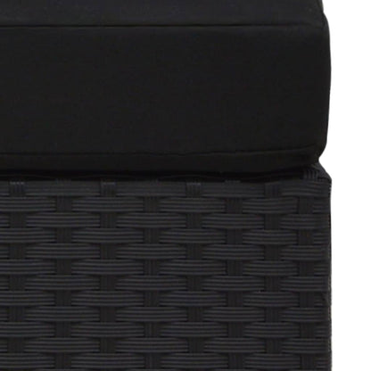 3-Delige Loungeset Poly Rattan Zwart Hoekbank (linkerarmleuning) + hoekbank (rechterarmleuning) + salontafel